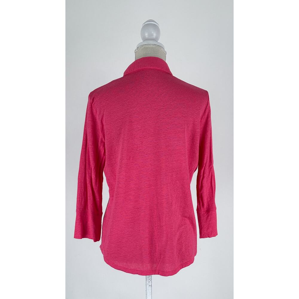J McLaughlin Linen Blend Brynn 3/4 Sleeve Shirt Pink Womens Size Medium Top - Picture 11 of 14